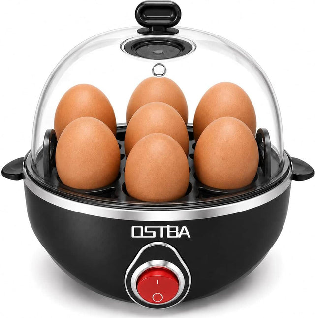 Front. OSTBA - 7-Egg Electric Cooker with Manual Switch & Overheat Protection, Easy-Clean & Portable - Black.