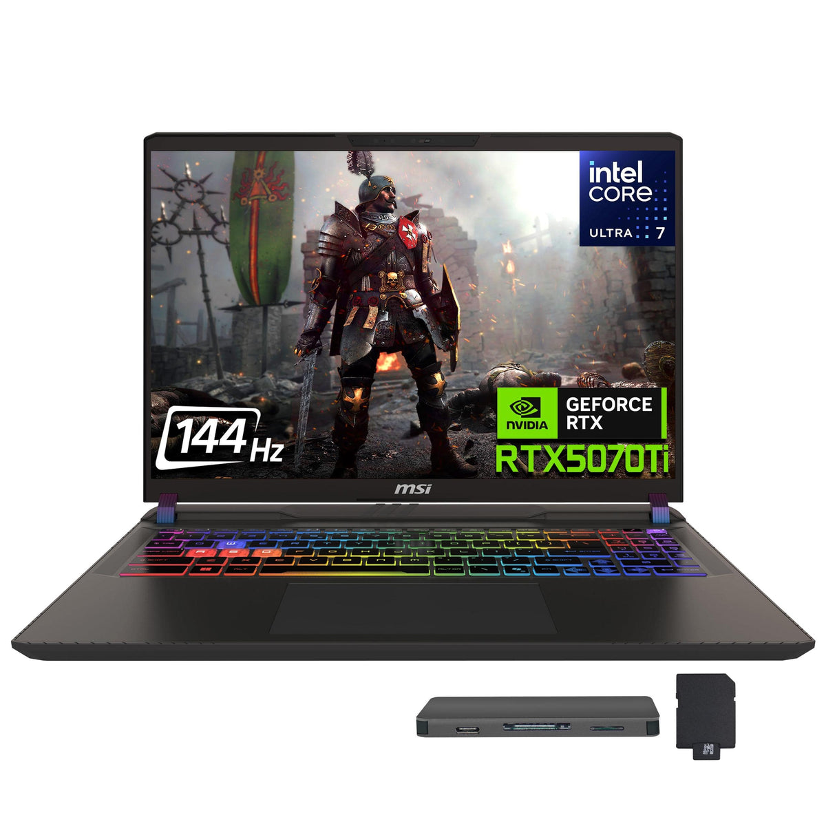 MSI - Upgraded - Vector 16" Gaming Laptop,Intel Core Ultra 7-255HX,GeForce RTX 5070Ti,64GB RAM,2TB SSD+1TB Dock Set,Win11 Pro - Gray