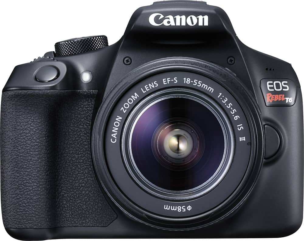 Canon - EOS Rebel T6 DSLR Camera with EF-S 18-55mm f/3.5-5.6 IS II Lens - Black