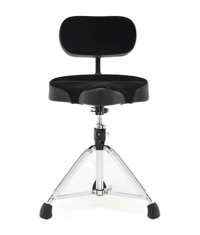 Front. Gibraltar Hardware - Drum Throne with Adjustable Height Motorcycle Seat & Backrest, Double-Braced Drum Stool.