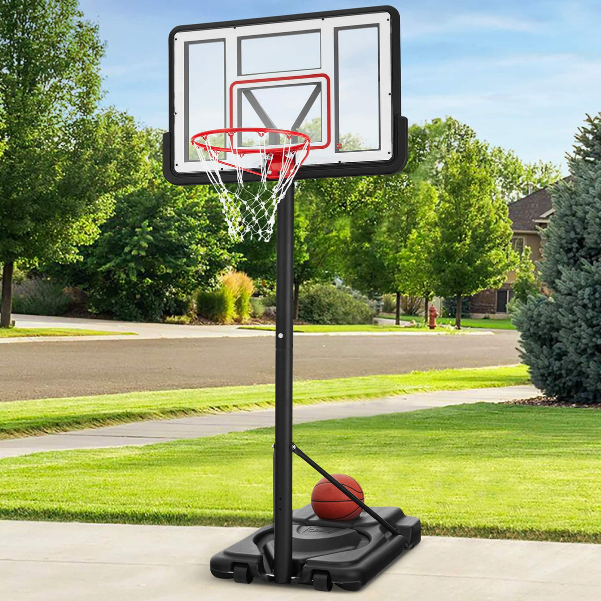 Best Choice Products - Adjustable Regulation-Size Basketball Hoop w/ Fillable Base, 2 Wheels - Clear