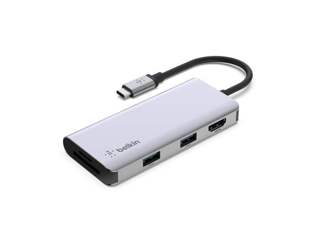 Front. Belkin - Belkin USB-C 5-in-1 Multiport Adapter, Laptop Docking Station, 2x USB-A 3.1, 4k HDMI @ 30Hz, Up to 5Gps data transfer.