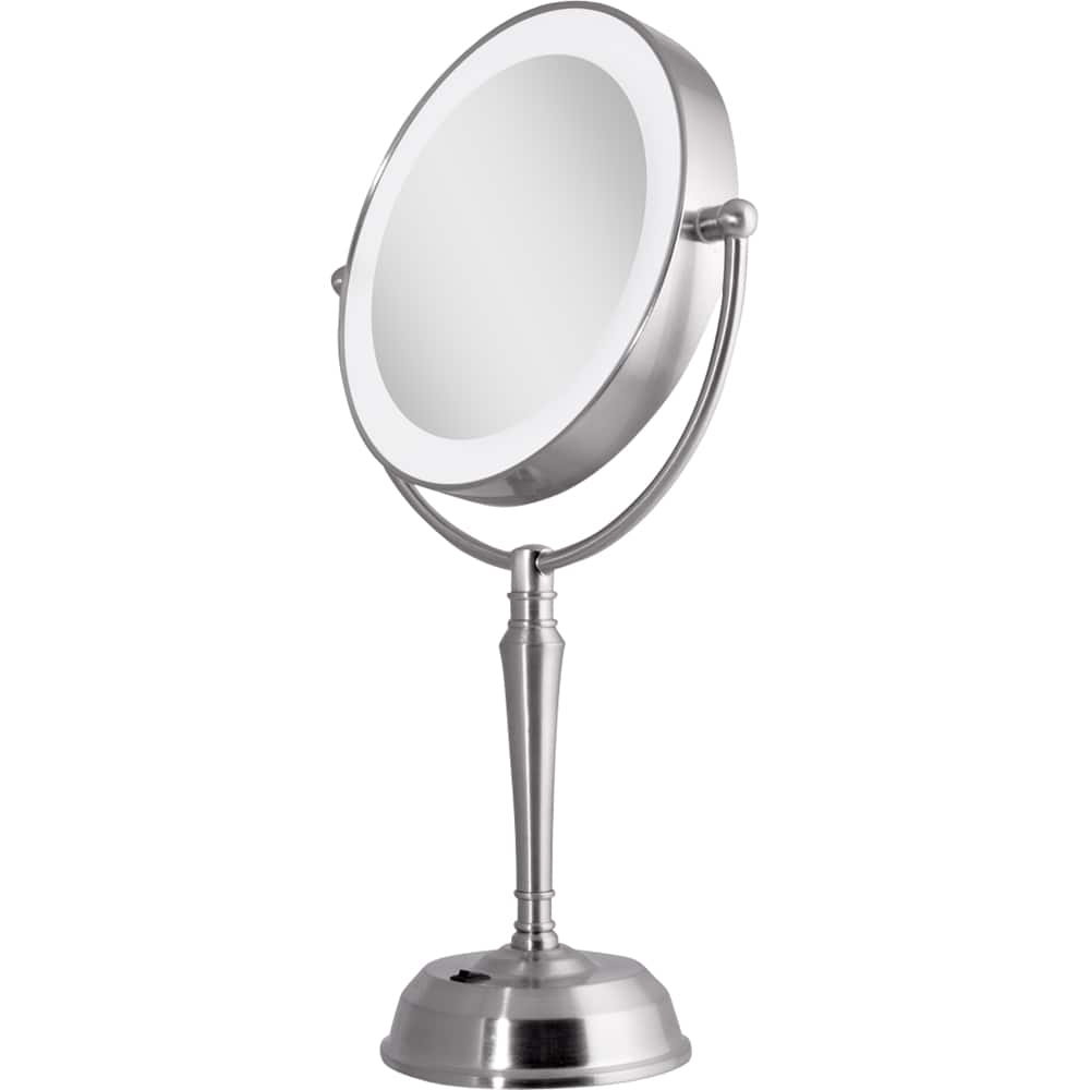 Zadro - LED Lighted Vanity Mirror with Rechargeable Battery & USB Port - Satin Nickel