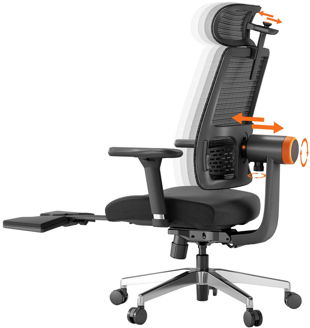 Front. Newtral - Magic H-Pro Ergonomic Gaming office Chair, High Back Swivel Adjustable Desk Chair w/ Footrest, Auto-Following Backrest - Black.