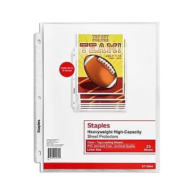 Staples - High-Capacity Heavyweight Sheet Protectors, 8.5" x 11", 25/Pack - Diamond Clear