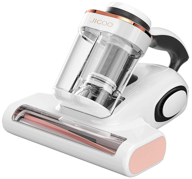 Front. JIGOO - Bed Vacuum Cleaner with Dust Sensor, 13Kpa Suction 500W Mattress Vac with UV Light & Ultrasonic for Dust & Pet Hair - White.