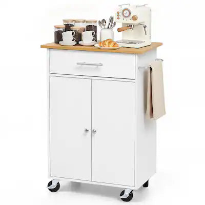 VEVOR - Kitchen Island Cart with Storage, 24.84 in Wide Mobile Rolling Storage Island on Swivel Wheels, with Drawer