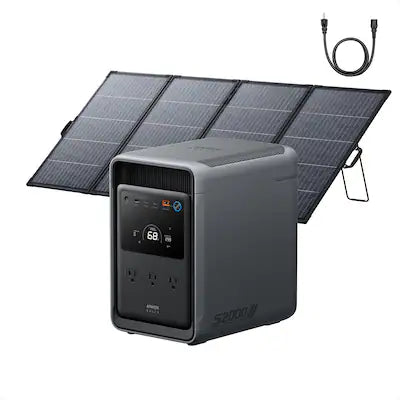 Anker - SOLIX S2000 Portable Power Station w/400W Bifacial Solar Panel,Peak 3000W Solar Generator for Emrgency&Home Backup