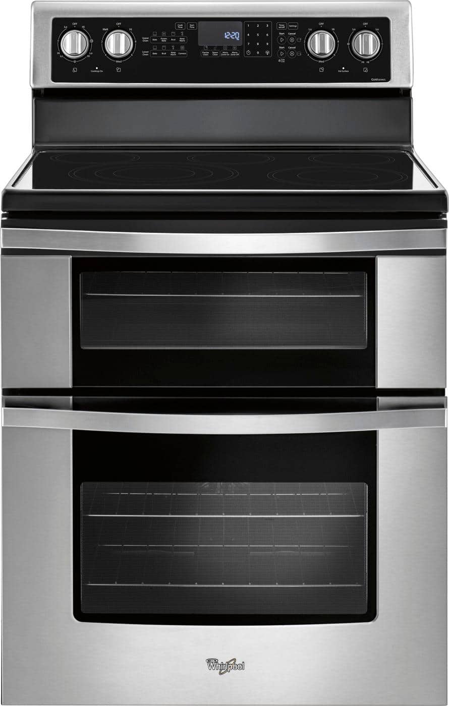 Whirlpool - 30 in. Wide 5 elements 6.7 cu. ft. Self-Cleaning Freestanding Double Oven Electric Convection Range - Stainless Steel