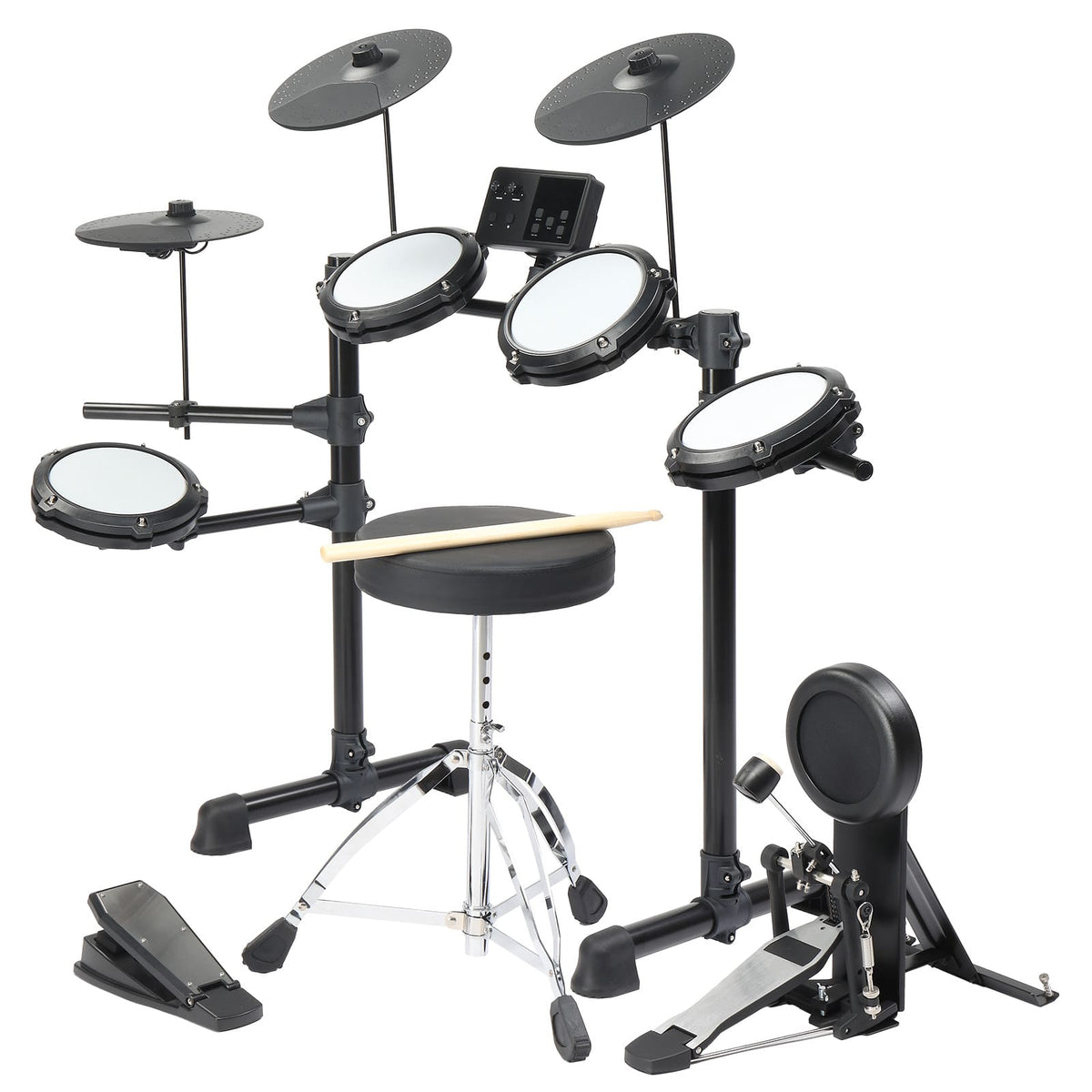 Winado - Electric Drum Set Electronic Drum Kit  with 4 x 7in Drum Pads, 3x 10in Cymbals, 1x 5in kick Drum