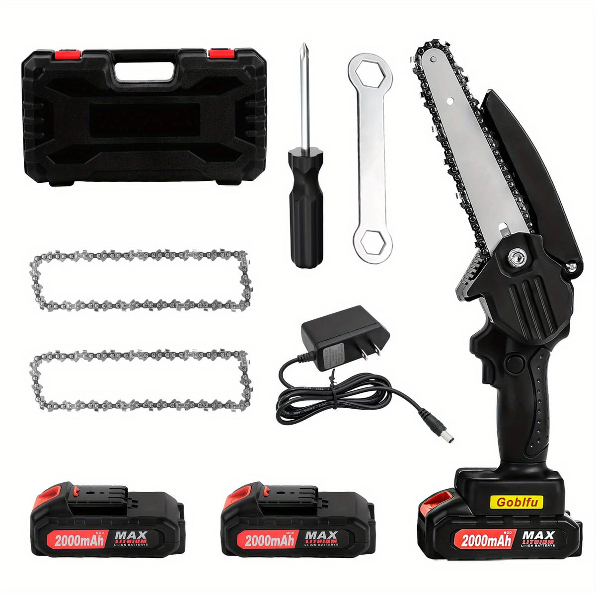 Oumilen - 6-Inch Mini Chainsaw with 2 Rechargeable Batteries