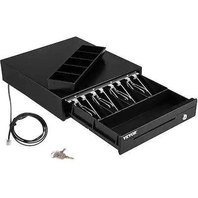 VEVOR - Cash Register Drawer, 13\" 12V, for POS System with 4 Bill 5 Coin Cash Tray,Removable Coin Compartment & 2 Keys Included