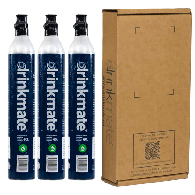 Haluesup Raily U - Irinkmate 100 . 0202 60L 10003 COMPORT 1

14.5 Makesuph Sc uniqu' Irinkmate a  60L GEVER 
 Makesupto 6.5 oz C02(420g jusqu's drinkmate 20g(00 60L

www.drinkmate.us
drinkmate
 7 LL handling and Scan below for additional Safety information Or So or email Drinkmate at 1-844-812-6241; Contact com for any questions. co2@idrinkproducts.com