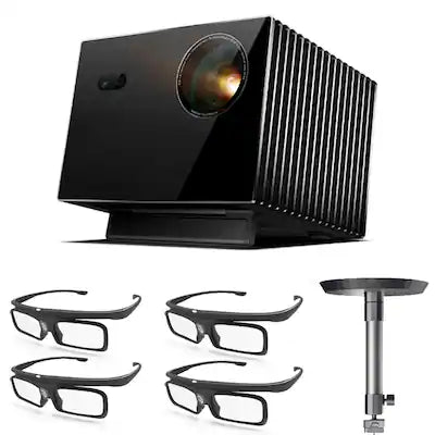 Valerion - VisionMaster Max 4K Laser Projector with Ceiling Mount Bracket and 4 Pairs of 3D Glasses