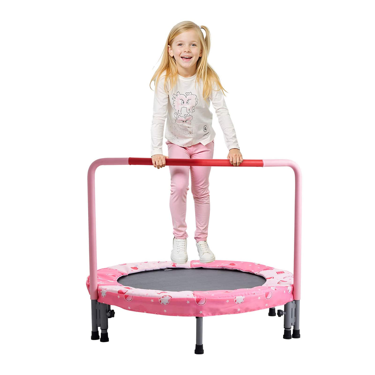 VEVOR - 36" Kids Trampoline, 3FT Indoor Outdoor Trampoline, Foldable Mini Trampoline with Handle, Rebounder Trampoline - Pink