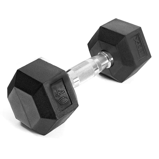 Front. TRX - TRX Hex Rubber 40 Pound Dumbbell Weight Strength Training Workout Equipment - Black.