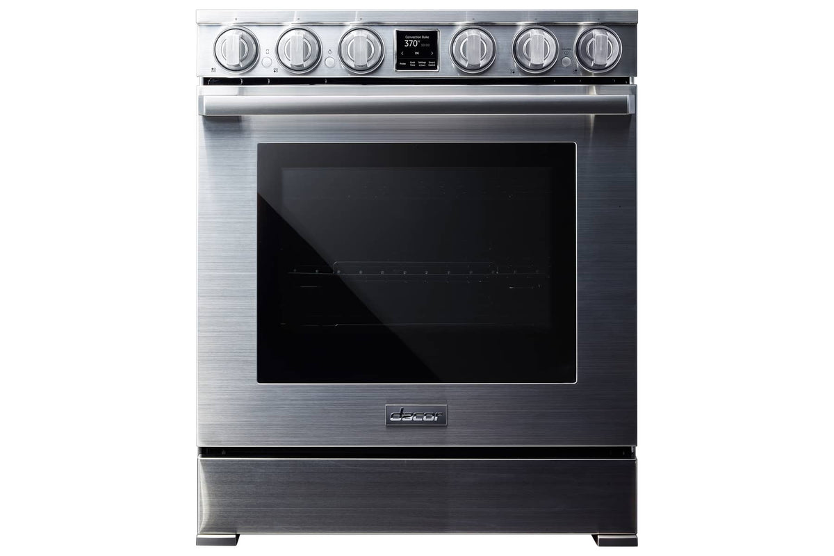 Dacor - 30 in. Wide 4 Elements Transitional 6.3 Cu. Ft. Freestanding Electric Induction Four-Part Pure Convection Range - Stainless Steel