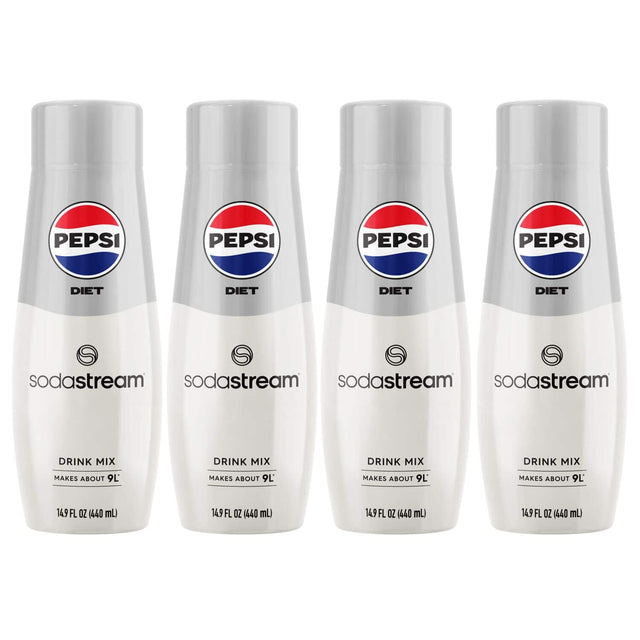 PEPSI PEPSI PEPSI PEPSI DIET DIET DIET DIET sodastream sodastream sodastream sodastream DRINK MIX MAKES ABOUT 9L DRINK MIX MAKES ABOUT 9L DRINK MIX MAKES ABOUT 9L DRINK MIX MAKES ABOUT 9L 14.9 FL OZ (440 mL) 14.9 FL OZ (440 mL) 14.9 FL OZ (440 mL) 14.9 FL OZ (440 mL)