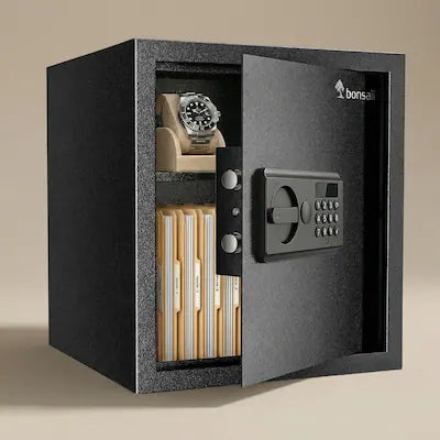 Bonsaii - 1.2 Cubic Foot Safe Box - Dual Steel Bolts, Removable Shelf - Ideal for Home, Hotel, or Business to Secure Jewelry