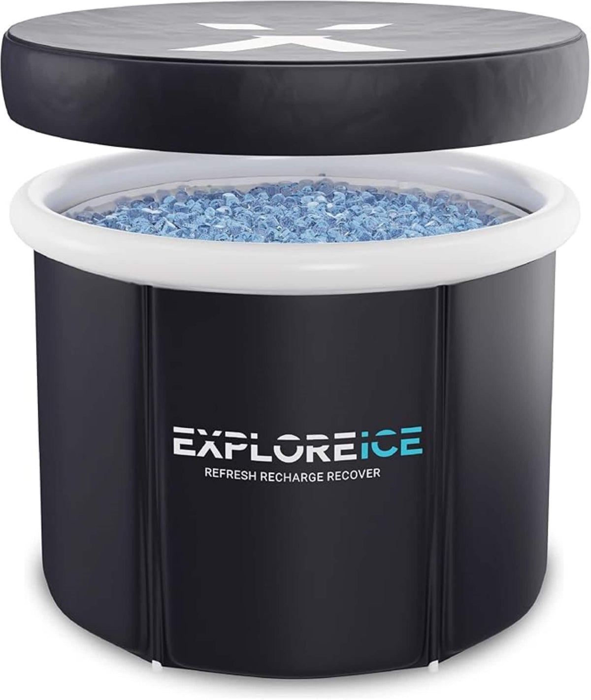 Explore Ice - Extra Large Cold Ice Bath Tub for Athletes, Premium Cold Plunge Tub for Outdoor - White/Black