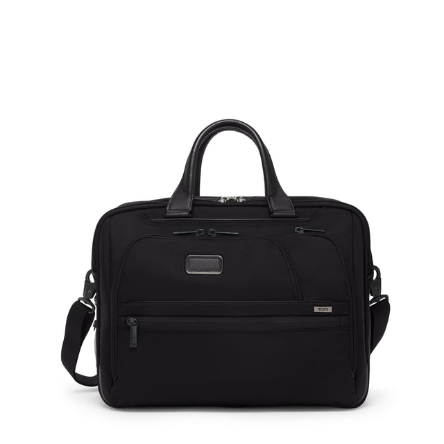 Front. TUMI - Alpha Medium Expandable Briefcase for 15" Laptop - Black.