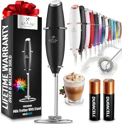 Zulay Kitchen - Powerful Milk Frother Wand - Ultra Fast Handheld Drink Mixer