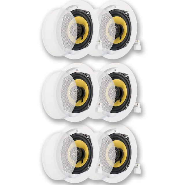 Front. Acoustic Audio by Goldwood - HD-5 in Ceiling Speakers Home Theater Surround Sound 3 Pair Pack - Paintable White.
