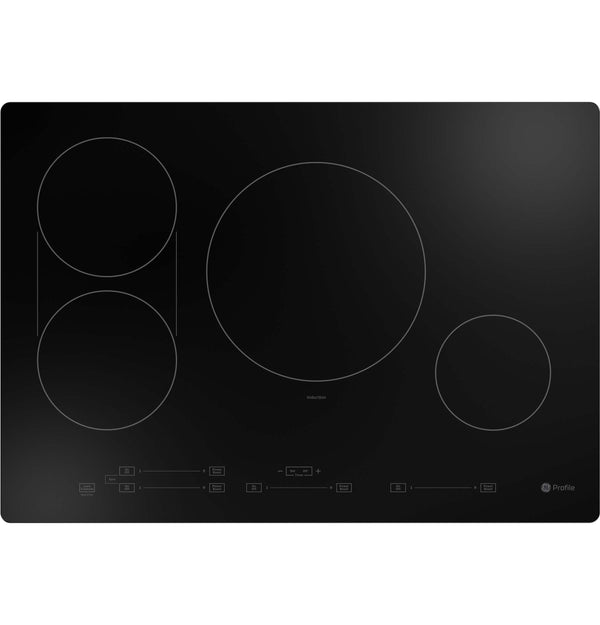 GE Profile - 30 in. Wide 4 Element Built-In Electric Induction Cooktop with 4 Elements, Slide Touch Controls, and Power Boost - Black