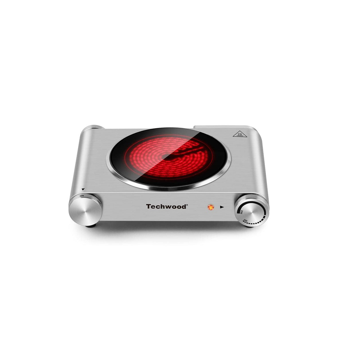 Techwood - Single Infrared Burner 1200W Countertop Cast Easy Clean Iron Ceramic Cooktop for Home Dorm Office - Silver