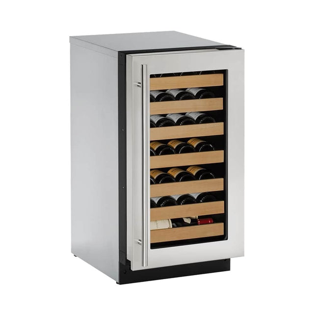 Angle. U-Line - Wine Captain 31-Bottle Built-In Wine Cooler - Stainless Steel.