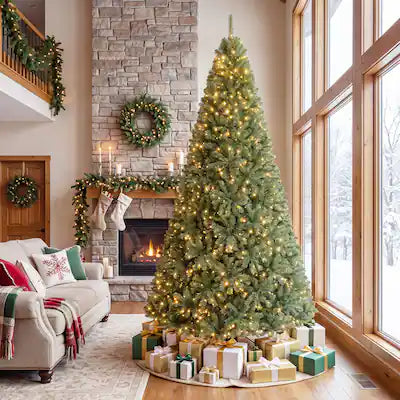 Gymax - 9 FT Prelit Christmas Tree w/1000 LED Lights & 2944 PVC Branch TipsMetal Stand