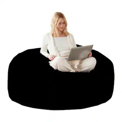 Anysun - 5FT Bean Bag Chair with Memory Foam Filling Soft Flannel Cover Round Sofa for Adults Teens Bedroom Living Room
