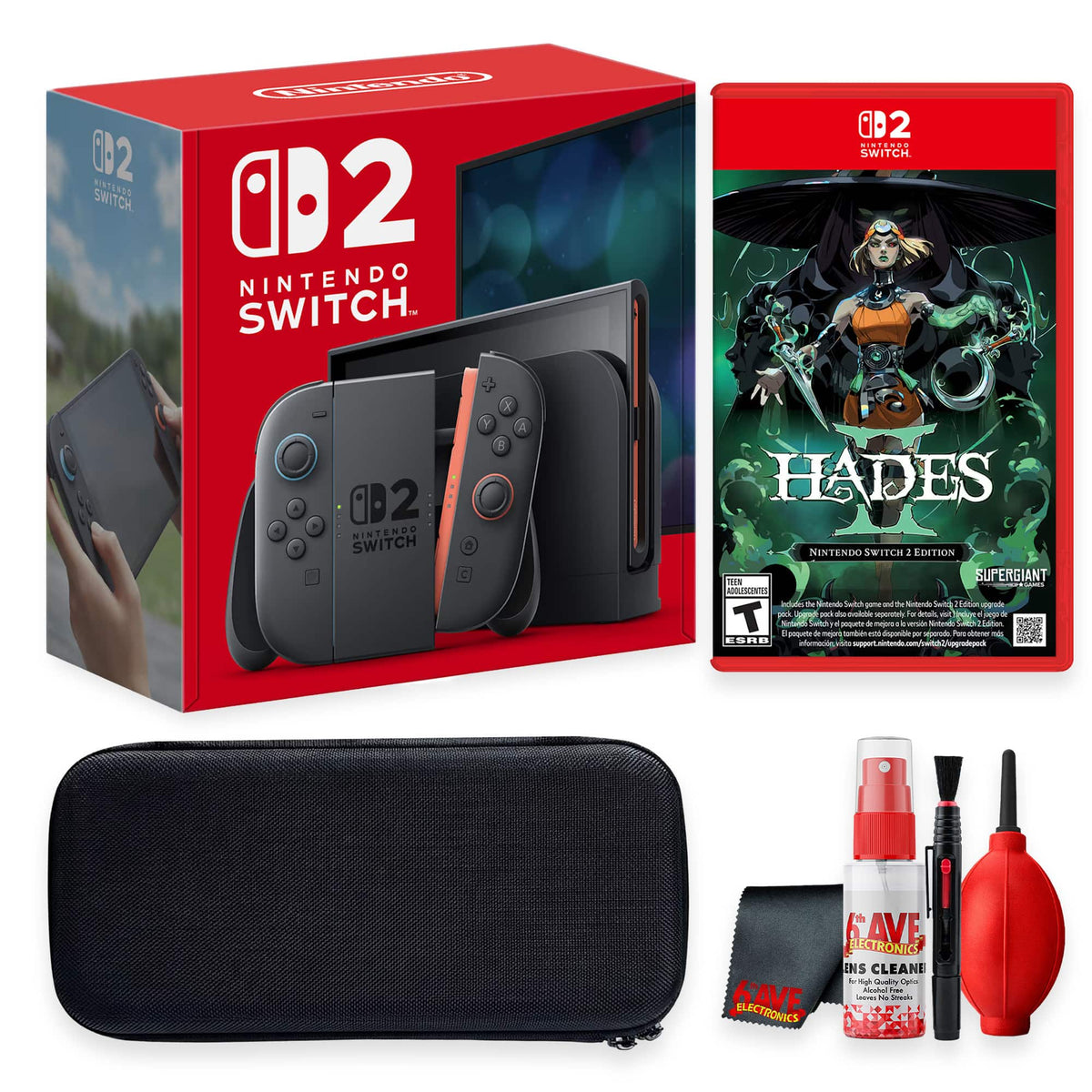 Bundle - Switch 2 Video Game System With Carrying Case + Cleaning Kit + Hades II - Nintendo Switch 2 Edition