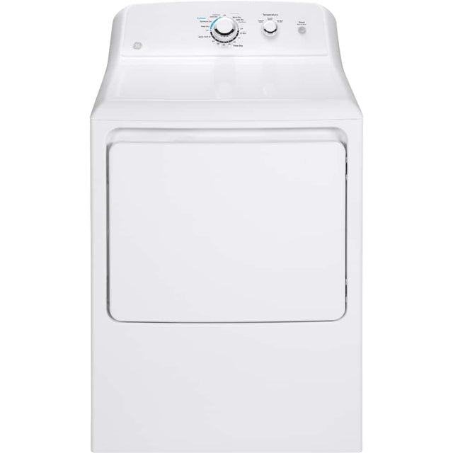 Front. GE - 6.2 Cu. Ft. Gas Dryer - White.