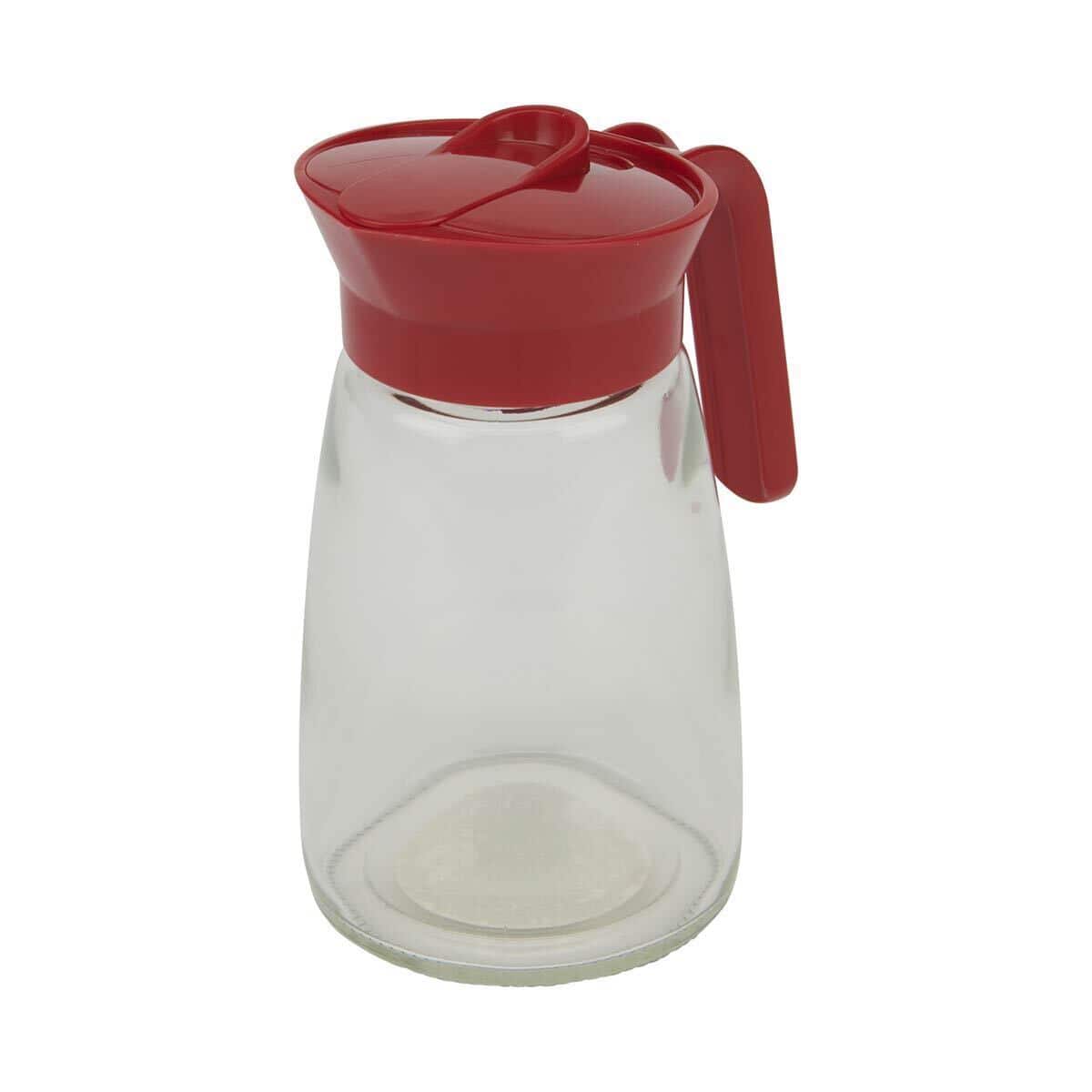 Amazon - GoodCook 12 oz. Glass Syrup Dispenser with Lid - Clear/Red