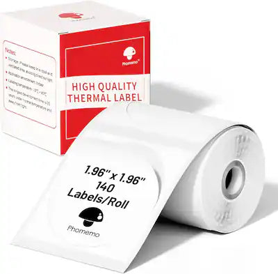 Phomemo - 1.96" x 1.96" Round Thermal Labels for M110, M220, Barcode, DIY Logo, Black on 140 counts
