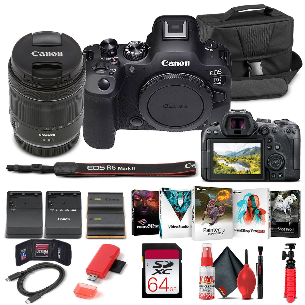 Bundle - Canon - EOS R6 Mark II Mirrorless Camera w 24-105mm f/4-7.1 Lens 5666C018 Basic