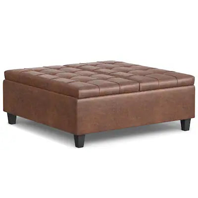Simpli Home - Harrison Large Square Coffee Table Storage Ottoman