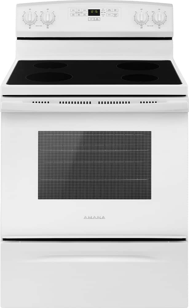 Front. Amana - 4.8 Cu. Ft. Freestanding Electric Range - White.