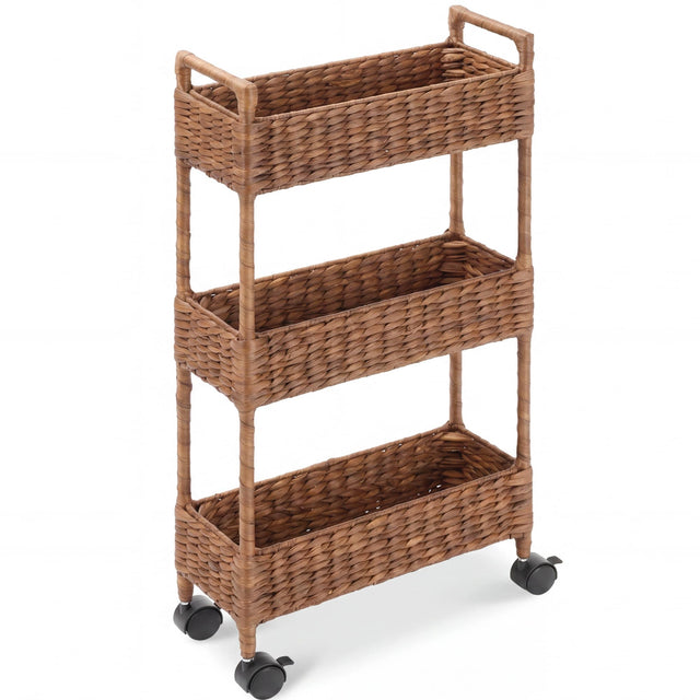 Front. Best Choice Products - Best Choice Products 3-Tier Slim Rolling Nursery Caddy w/Wheels, Utility Cart for Storage Organization - Chestnut - Chestnut.