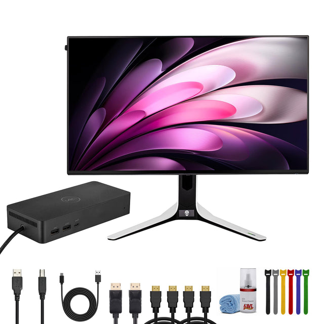 Front. Alienware - Alienware 27" 1440p 280Hz Monitor, Dell Universal Dock, 6ft Gold Plated Cable - Dark Side of the Moon.
