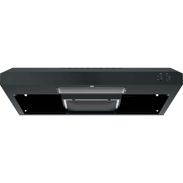 Front. GE - 30" Convertible Range Hood - Black on Black.