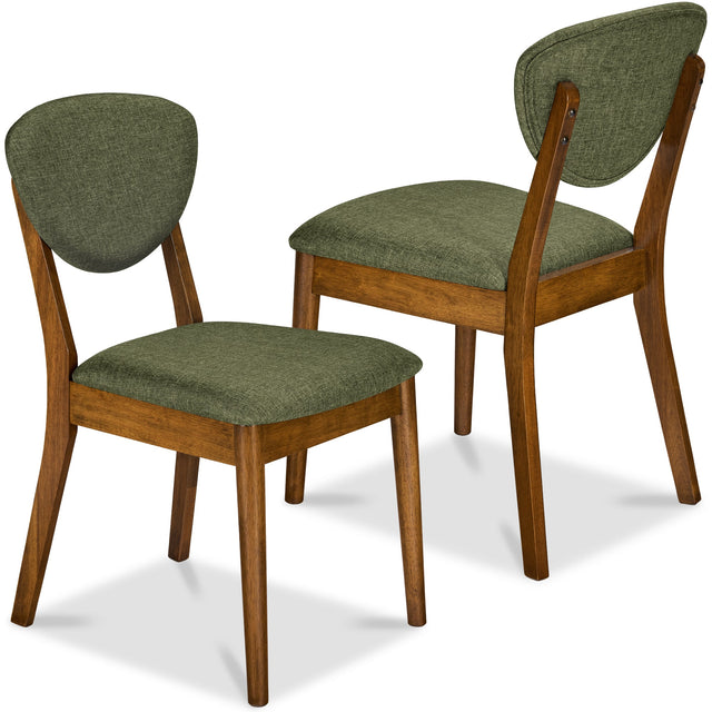 Front. Best Choice Products - Best Choice Products 2-Piece Mid-Century Modern Wood & Upholstered Dining Chair Set - Walnut/Moss Green - Walnut/Moss Green.