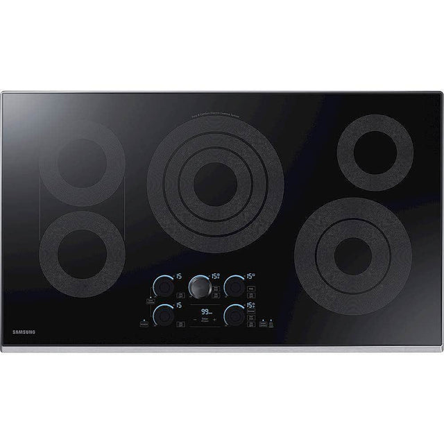 Front. Samsung - 36" Electric Cooktop with WiFi and Rapid Boil - Stainless Steel.