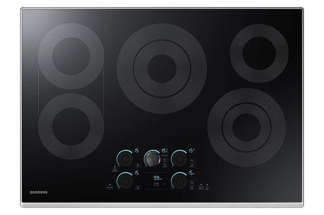Front. Samsung - 30" Electric Cooktop with WiFi and Rapid Boil - Stainless Steel.