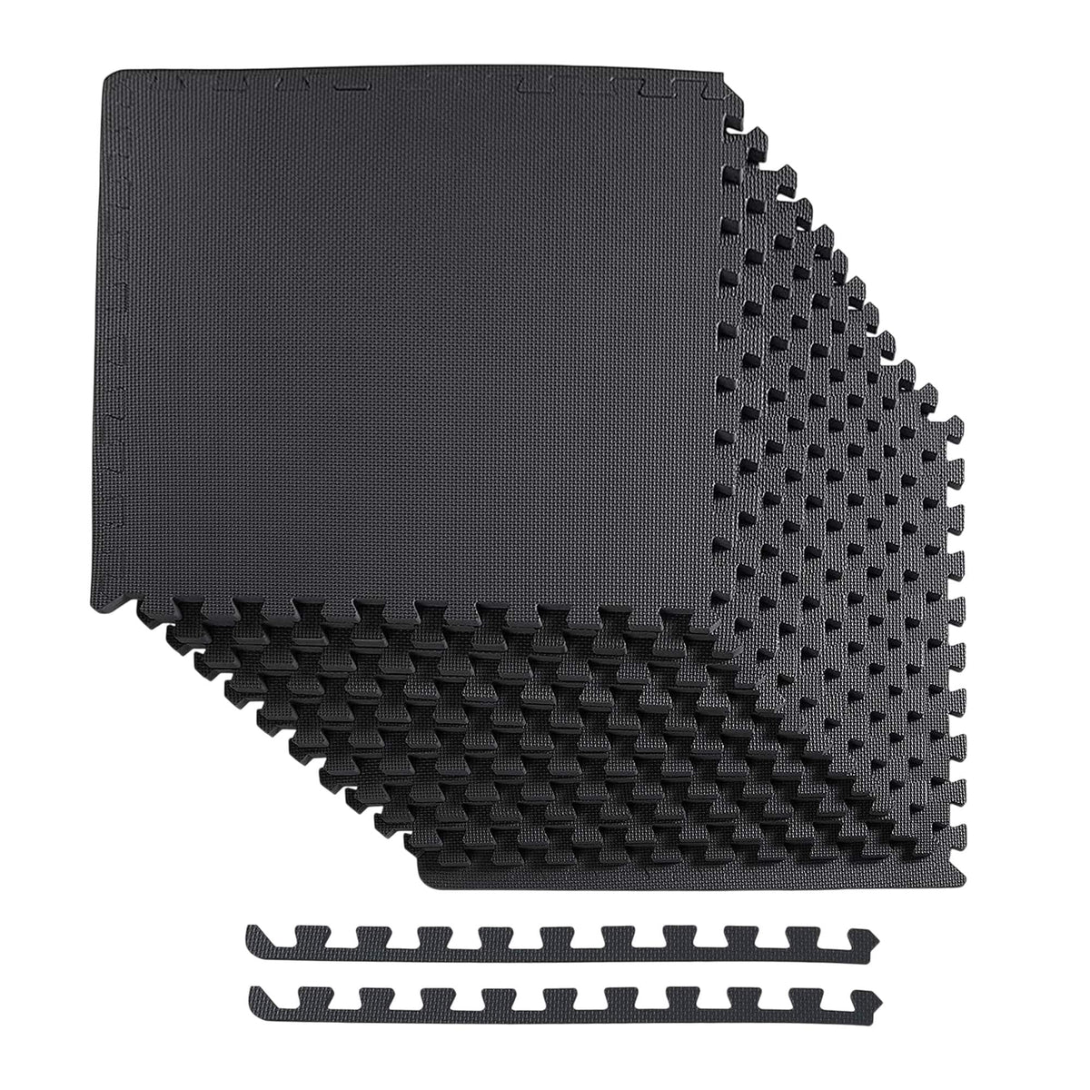 BalanceFrom Fitness - 48 Sq Ft Interlocking EVA Foam Exercise Mat Tiles - Black
