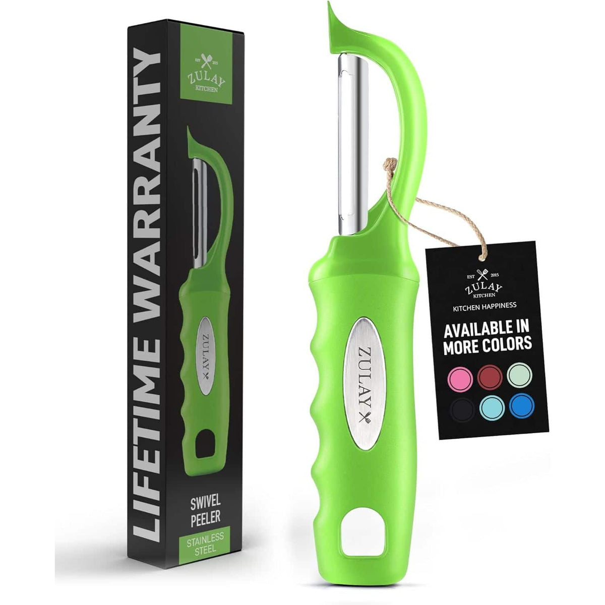 Zulay Kitchen - Swivel Peeler with Razor Sharp Stainless Steel Blades & Strong Ergonomic Handle - Green