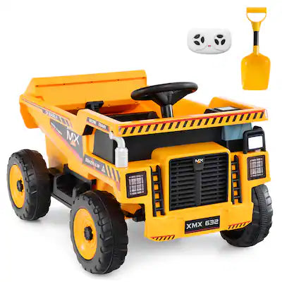 Costway - 24V Ride on Dump Truck for Kids,4-Wheeler Construction Electric Vehicle with Shovel