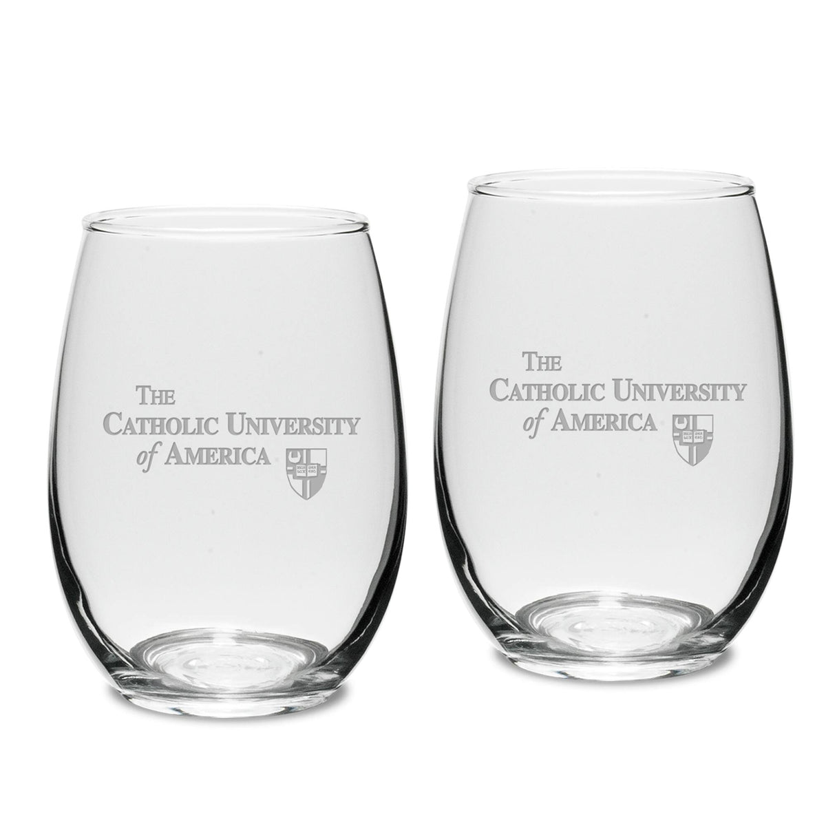 Jardine - Catholic University Cardinals 15oz. 2-Piece Stemless Wine Glass Set - Multicolor