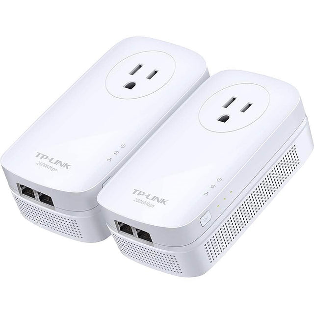 Front. TP-Link - 2-Port Gigabit Powerline Starter Kit - White.